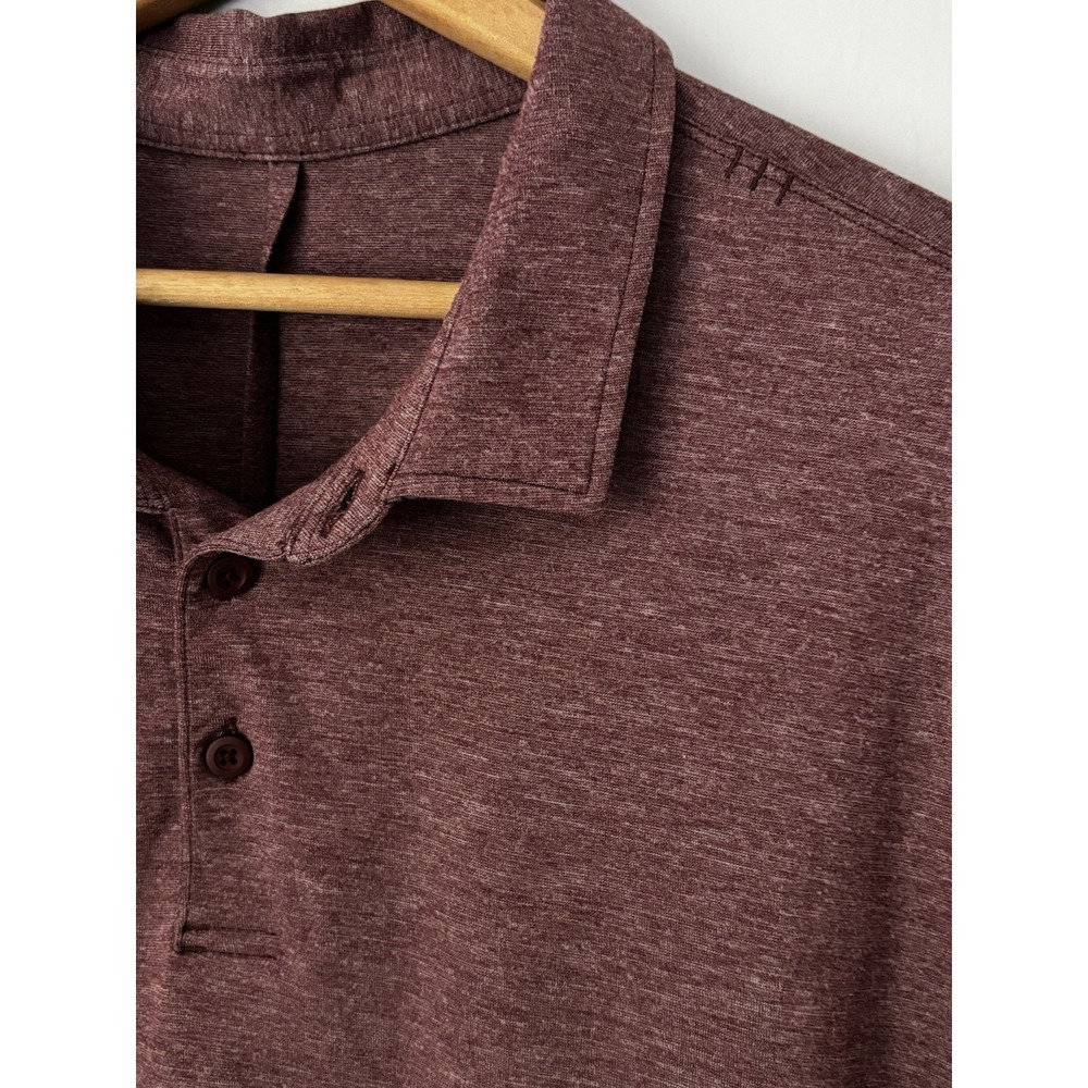 Lululemon Mens Polo Shirt Size Large Heather Burgundy Golf Athleisure 0326
